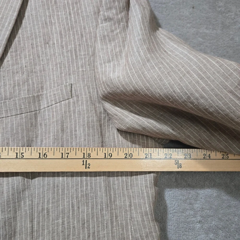 Linen Blazer 44R Neutral Coastal Beachy Wedding Sport Coat Quiet Luxury Classic